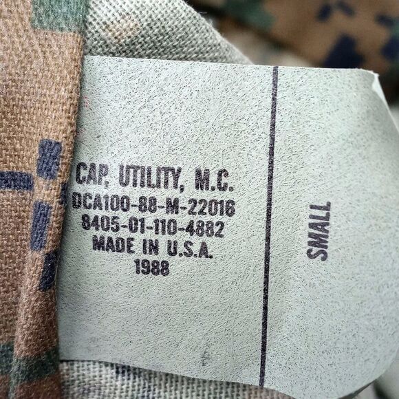 Vintage Military Cap Utility M.C. 1988 Made in USA Camo Hat - Men's Size Small - Picture 7 of 7